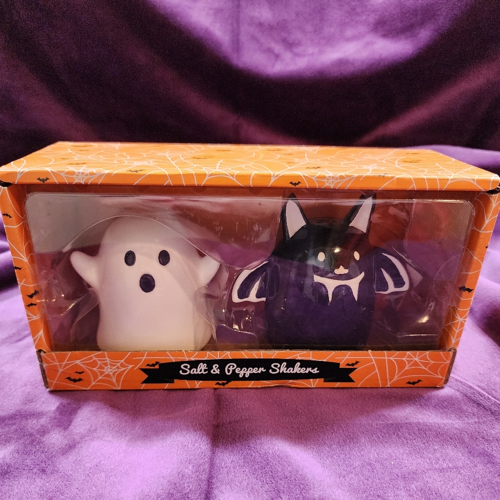 Ghost and Bat Salt and Pepper Shakers